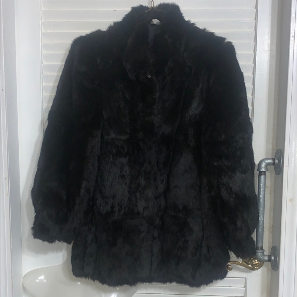 Black Rabbit Fur Coat Size Medium Brand new condition BEAUTIFUL!!